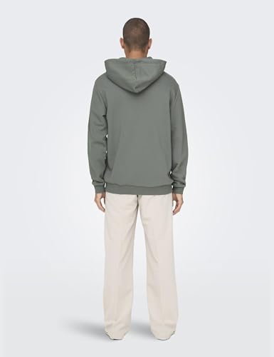 Only & Sons Herren Weicher Kapuzen Pullover Basic Sweatshirt Hoodie Jumper Sweater ONSCERES,Castor Gray,XXL – Ansicht 3