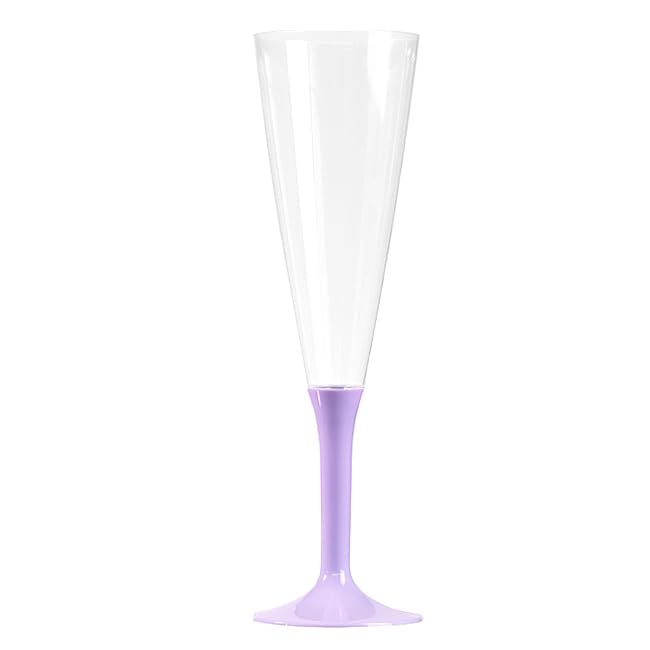 Flûtes à Champagne Réutilisables en PVC, 20 cm, Pied Détachable Coloré, Lot de 10, Translucide et Brillant, Compatible Lave-Vaisselle, 12 Coloris...