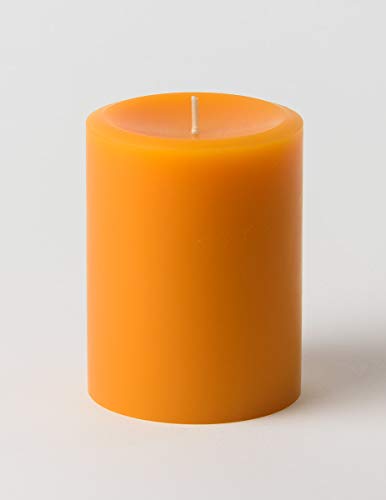 3" X 4" Hand Poured Solid Color Unscented Pillar Candles Set Of 3 (Orange) #TOP1