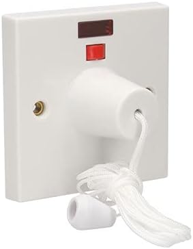 AXIOM 45A 2 Way Shower Ceiling Pull Cord Switch with Mechanical & Neon Indicator & 35mm/45mm Mounted Surface Pattress Back Box (45A Pull Cord Switch ONLY)