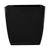 The HC Companies Aria Self Watering Square Plant Pot w/Drainage - Classic Planters for Outdoor Plants & Indoor Plants - Lightweight & UV-Resistant Plastic Pots for Plants (6' Glossy Black, Pack of 1)