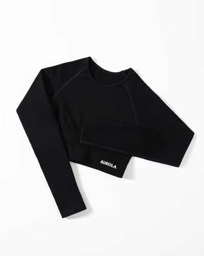 Image of AUROLA Serpent Snake Long Sleeve Shirts for Women, Seamless Workout Crop Tops Crew Neck Cropped T Shirt Athletic Yoga