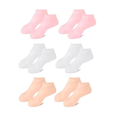 SDFWGG 6 Pares Calcetines Hidratantes Para Pies Pedicura Tipo Tobillero Hidratantes Silicona de Reutilizable Calcetines Exfoliantes para Pies Gel Suave