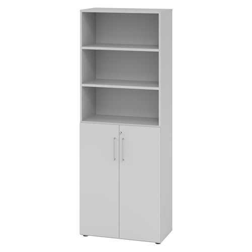bümö Aktenregal & Schrank abschließbar, Büroschrank Regal Kombination Holz 80cm breit in grau - abschließbarer Schrank für\'s Büro & Arbeitszimmer, Büro Möbel Ordnerschrank bümö Aktenregal & Schrank abschließbar, Büroschrank Regal Kombination Holz 80cm breit in grau - abschließbarer Schrank für\'s Büro & Arbeitszimmer, Büro Möbel Ordnerschrank