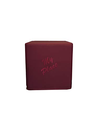 PanQube Pouf VERONA 39 Ottoman Hocker Footstool Seat for Children with embroidery Dark Red, 39cm x 39cm x 39cm