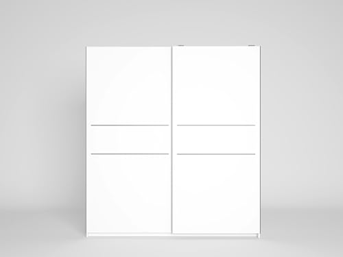 Skraut Home Armario Siena 2 Puertas correderas, Color Blanco Mate, Estante y Colgador Interior, 200,5x182x56 cm