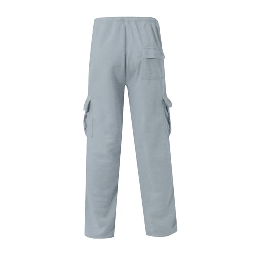 Cargo Sweatpants for Men Open Bottom Wide Leg Sweatpants with Pockets Athletic Workout Elastic Waist Sweat Pants4