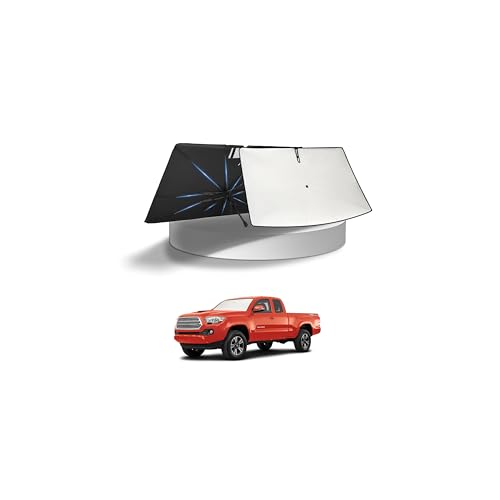Image of KUST Sun Shade Umbrella for 2016-2025 2026 Toyota Tacoma | Custom Fit Windshield Sunshade | Foldable Sunshade with Bendable Handle | Blocks Heat & UV Rays Keep Car Cool Sunshield