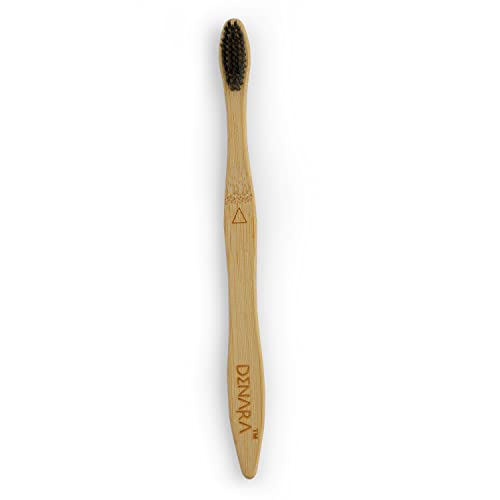 Image of DENARA Bamboo Toothbrush with Charcoal Activated Soft Bristles antibacterial and biodegradable Adult (Pack of 2)
