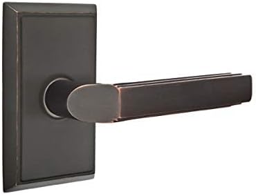 Emtek Passage Set, Rectangular Rosette, Milano Lever (Left Hand, Oil Rubbed Bronze)