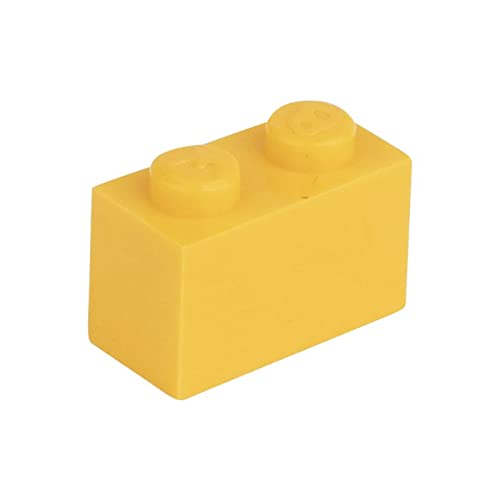 CMC imports 50 Clamping Blocks Building Blocks 1 x 2 Nubs Compatible Free Selection 34 Colours (242 - Dark - Yellow)