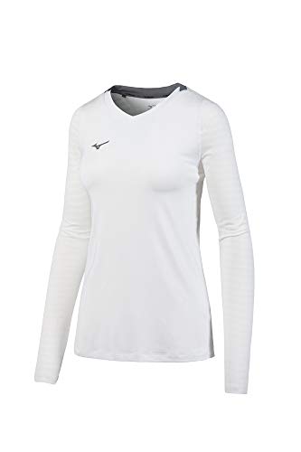 Mizuno Women's United Long Sleeve Jersey, White, Small