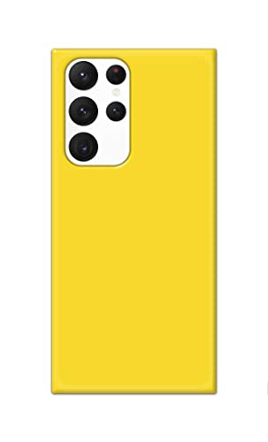 Image of Printed Hard Back Cover Case for Samsung Galaxy S22 Ultra 5G Back Cover (Plain Yellow) -1803