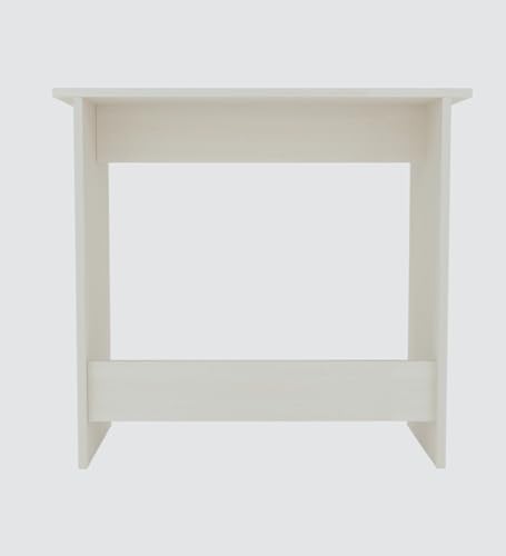 Image of Compact Study Desk, White, 80x40x74 cm, Space-Saving Home Office Table, Modern Design, DIY Assembly