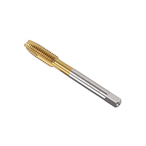 CoCud Espiral Punta Machos, Métrico M8 x 1.25 Rosca, Titanio Revestido Alta Velocidad Acero 6542 Tornillo Fresado Roscado Macho - (Aplicaciones: para Roscado Perforación Máquina), 1uds