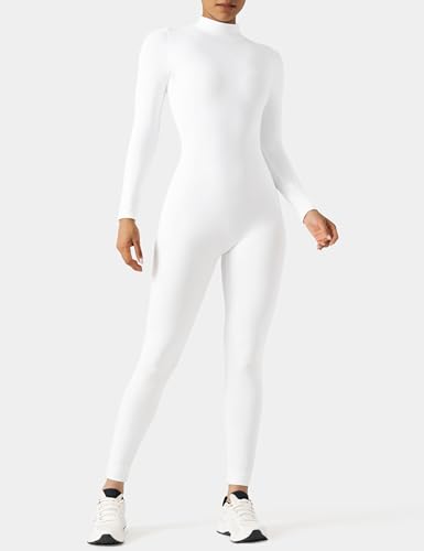 Image of speerise Women Bodysuit Rompers Long Sleeve Jumpsuits Leotards One Piece Tummy Control Yoga Workout Outfits