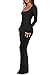 REORIA Womens Sexy Casual Scoop Square Neck Long Sleeve Soft Lounge Long Dress Fall Wedding Guest Elegant Ribbed Bodycon Maxi Dresses Black Small