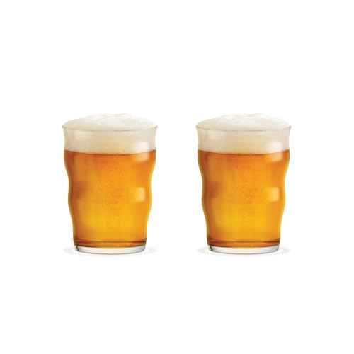Rosendahl Holmegaard Mikkeller Pint 13.5 oz Beer Glass (Set of 2) for Craft Beer, Lagers, Stouts - Widen Interior Base for Enhanced Bubbles, Convenient Stackable Storage - Ideal for Parties/BBQs