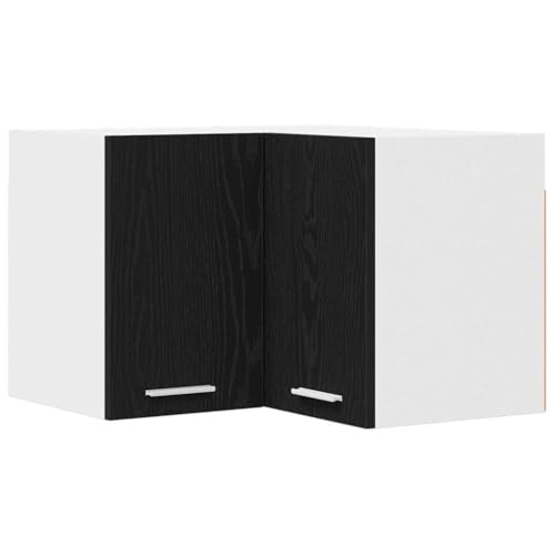 Tomostar Meuble d'angle Haut de Cuisine, Armoire Suspendue Chêne Noir et Blanc 57x57x40 cm