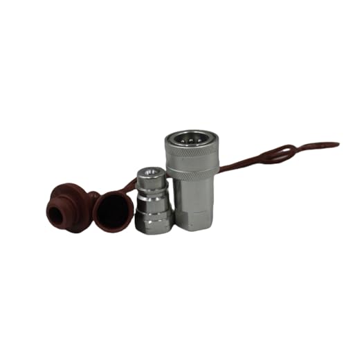 Image of 2-Set 1 /2 inch Ag ISO5675 Carbon Steel Hydraulic Quick Disconnect Coupling Ball Valve,Pioneer Type with Yellow and Browm Colour Dust Cap