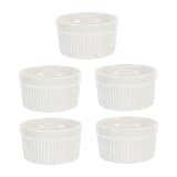 TOPPERFUN 5Stücke Keramik Schüsseln Hochtemperaturbeständige Kleine Auflaufformen für Suppen und Desserts Weiße Reisschalen für Hause