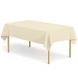 CINSOEN 2 Pack Ivory Tablecloth Plastic Rectangle Table Covers PEVA Ivory Plastic Table Cloths for Parties Disposable 54 x 108 Inch Tablecloth for Birthday Party School Baby Shower Kitchen Dining
