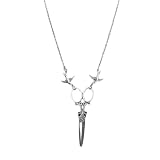Gothic Large Scissors Pendant Punk Unique Necklace for Women Men Silver Two Swallows Shears 3D Charm Tiny Chain Link Choker Vintage Steampunk Jewelry Gift for Hairstylist Seamstress Hairdresser 20in