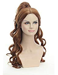 Halloween Prince Belle Wig Cosplay Long Curly Hair Brown Wig for Teens adn Women