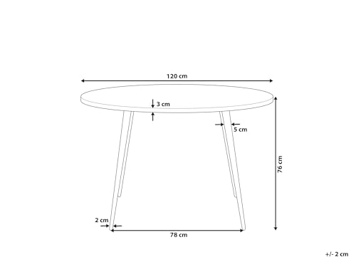 Beliani Modern Dining Table Round ø 120 cm White Marble Effect Top Black Metal Legs Odeon - Image 3
