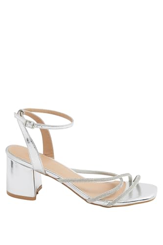 Yours - Diamante Asymmetric Block Heels In Wide E Fit & Extra Wide Eee Fit - Women's