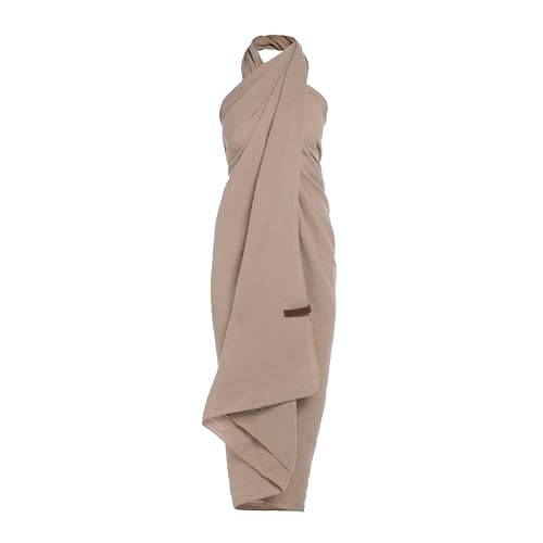 KNIT FACTORY - Damen Pareo - Bio-Baumwolle, XXL-Schal & Strandkleid in einem - Multifunktionales Musselintuch - Sommerhandtuchkleid - Beige