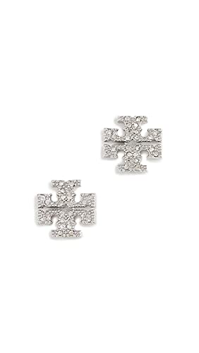 Tory Burch Women's Kira Pave Stud Earrings, Tory Silver/Crystal, One Size