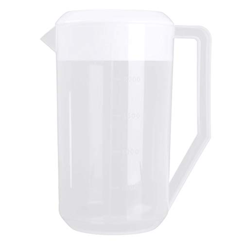 MSemis Pichet Plastique Carafe d'eau 2500 ML Carafe avec Couvercle et Poignée pour Bière/Boisson Maison/Thé Glacé/Lait/Café/Vin de Service Blanc 2500ml