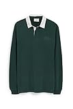 Cierre: cierre de botón C&A Polo de algodón de manga larga para hombre, verde oscuro, XXL
