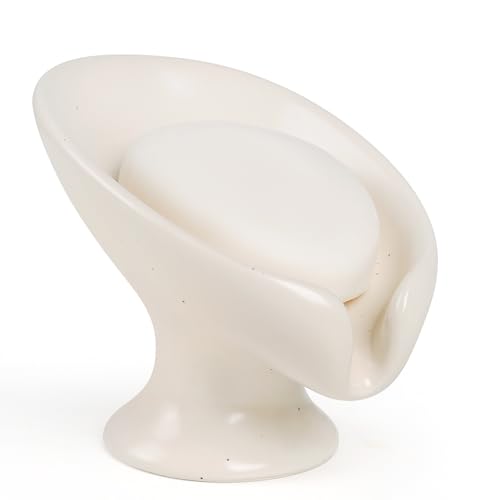 Soap Dish, Self Draining Bar Soap Holder for Bathroom Sink, Leaf Shaped Drainage Ceramic Speckled Soap Dish Porcelain Decorative Soap Dishes, ANTIS'S HOME 1pcs-beige Speckle