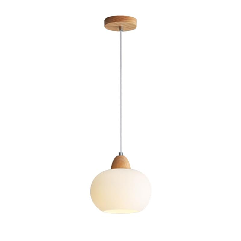 Lampe à suspension en verre blanc laiteux lustre LED réglable salon