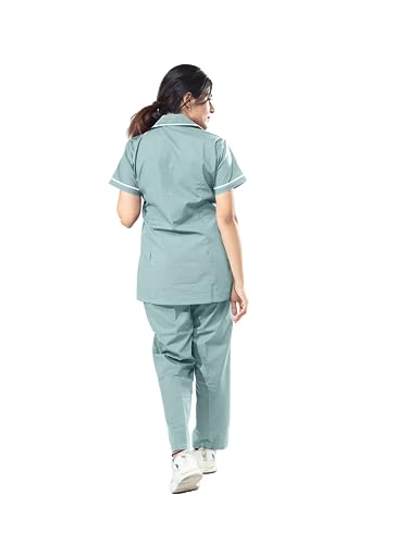 UNIFORM CRAFT Female Nurse Uniform | Hospital Staff, clinics, Home Health, Nurse Uniforms for Women made of Polyester-Cotton (S, Ash Green)