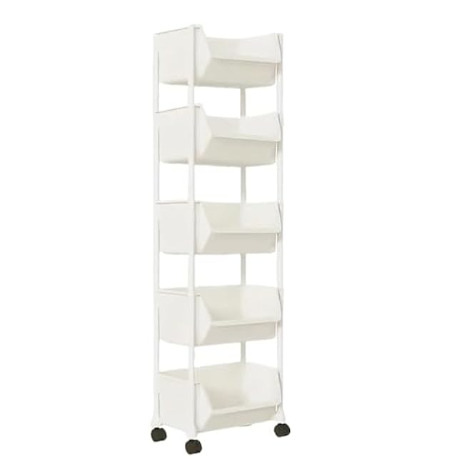 ´¢Îï³µ Multipurpose Storage Cart with Wheels - 4/5-Tier Vertical Rolling Utility Organizer Rack for Kitchen, Bathroom, Dorm Room, Bedroom, Office Space Saving(1pc 5th Floor)-1Bmh6sUI