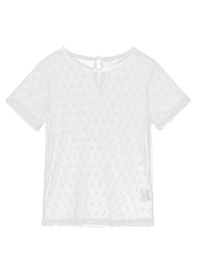 Image of Noomelfish Girls Lace Short Sleeve Layering Tops Sheer Mesh Tee Shirts Blouse (5-12 Years)