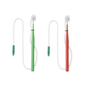 【オーラルケア】吸引くるリーナブラシ・ミニ 1本入【口腔ケア】【粘膜ケアブラシ】ハンドルカラー2色(レッド・グリーン) _ レッド(赤)