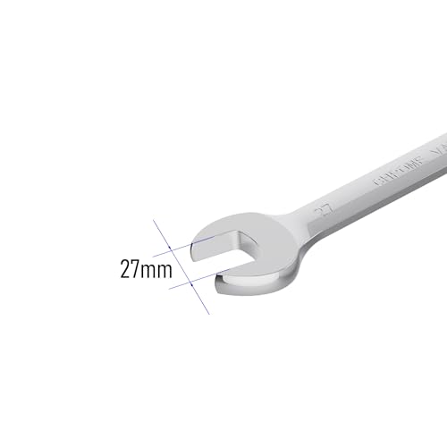 FOCMKEAS 27mm Flex-Head Ratcheting Combination Wrench Metric 72 Teeth 12 Point Ratchet Box Ended and Open End Spanner Tools, Flexible Head Gear Wrench, Heat-Treated CR-V - Image 3