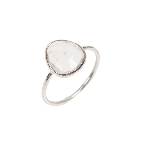 Bague en quartz rose facettes contre les métaux allergiques argent 925