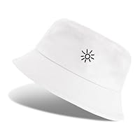 Vancavoo Cappello da Pescatore Donna Boonie Uomo Estivo Cotone Reversibile Bucket Hat Leggero UV Protezione Cappellino a Secchiello,56-58cm,B-Bianco