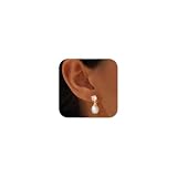 Turandoss Pearl Drop Earrings for Women, Dainty Gold Pearl Earrings