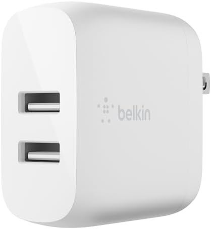Belkin 24W Dual Port USB Charger Block, Fast Charging for Travel