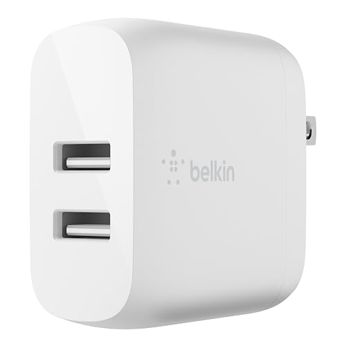 Belkin Dual Port USB Charger Block 24W - iPhone Charger Fast Charging - iPhone 17, Air, Pro, Pro Max, iPad, AirPods, Apple Watch, Samsung Galaxy S25, Nintendo Switch 2 & More - Cable Not Included by Belkin - Used condition - US$13.75