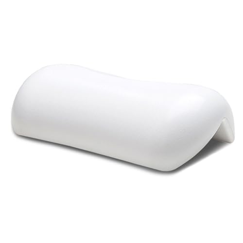 Relaxdays Cuscino Poggiatesta per Vasca da Bagno, Cuscinetto Morbido per Testa e Collo 7x43x49 cm, con 6 Ventose, Bianco, Poliestere