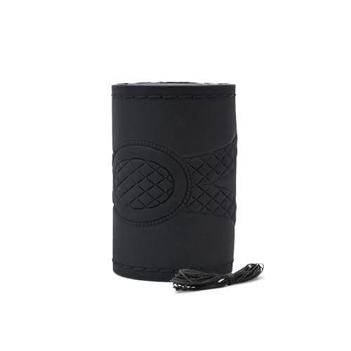 Image of Leather 25CM Universal Fit Car Steering Wheel Cover, Elastic Breathable and Odorless (Black-9)