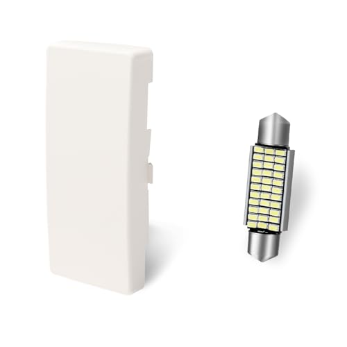 HERCOO Dome Light Lens Cover Interior Roof Map Housing with LED White Blubs Compatible with Chevy S10 GMC Sonoma 1991-2003 (for Standard/Extended Cab)