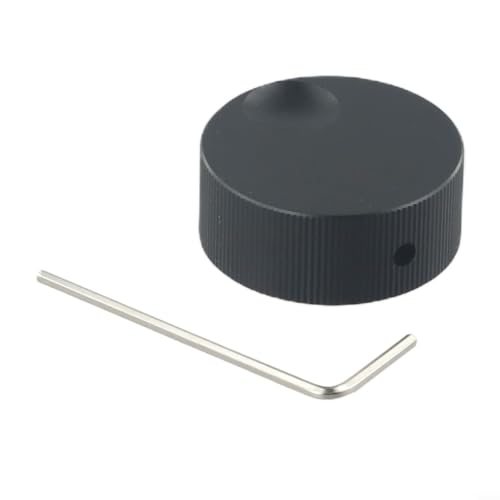 Image of Hoppipola Solid Aluminium Knob Matt Black 32 x 13 mm for 6 mm Potentiometer Volume Control with Non-Slip Texture (Black)